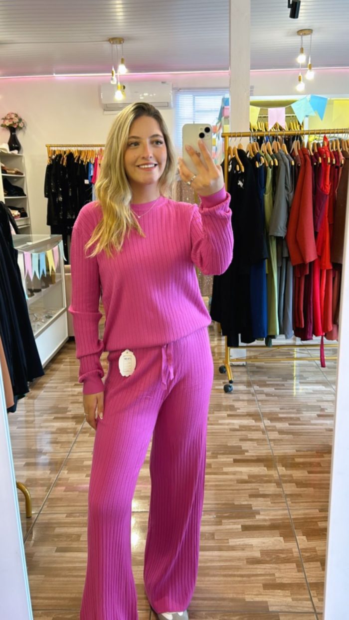 conjunto feminino modal canelado – blusa + calça