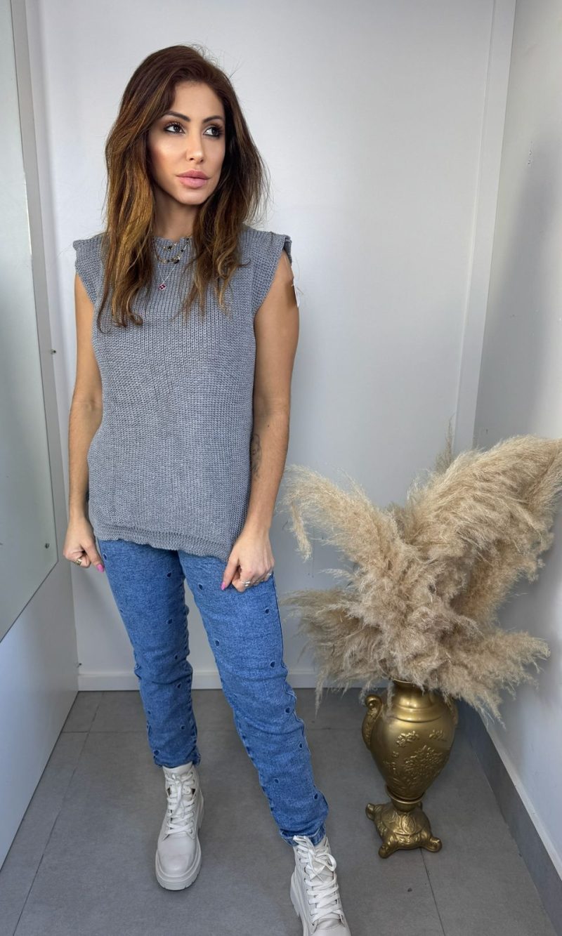 colete de tricô feminino sem mangas