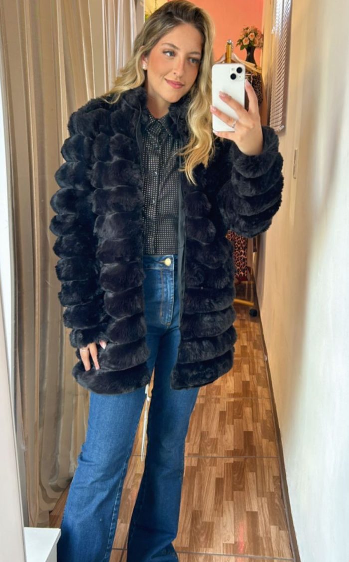 casaco feminino forrado com pelo sintético