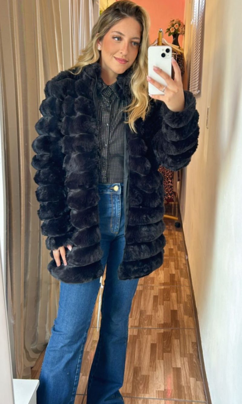 casaco feminino forrado com pelo sintético